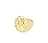Ticome Anillo sólido de San Jorge Dragon Slayer, anillo de oro soberano para hombre, amuleto religioso, joyería religiosa para hombre, regalo cristiano