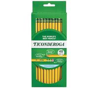 TICONDEROGA Lápices con carcasa de madera, sin afilar, 2 HB suaves, amarillos, 48 unidades, 6 paquetes, 288 lápices en total