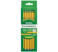 Ticonderoga - Lápices, con estuche de madera, preafilados, grafito #2 HB suave, color amarillo