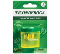 Ticonderoga Sacapuntas de dos agujeros, amarillo y verde, 1 unidad
