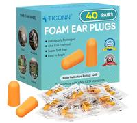 TICONN 40 pares de tapones para los oídos, reducción de ruido de 32 dB, tapones para los oídos para dormir, protección auditiva, viajes, estudio, concentración, sitio de construcción (40 pares)