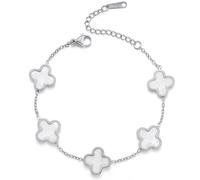 TICVRSS Pulsera de trébol chapada en oro de 18 quilates para mujer, ajustable, a la moda, simple, plateada, joyería de la suerte, regalos de moda para mujer, M, Acero inoxidable, No es una piedra