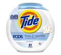 Tide Detergente para ropa, suave, 81 cápsulas, sin perfume e hipoalergénico, para pieles sensibles