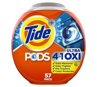 Tide PODS Detergente l quido para ropa, paquetes de jab n 4 en 1, compatible con Ultra Oxi HE, pretratador incorporado para manchas, 57 unidades