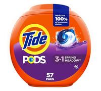 Tide PODS - Detergente para ropa 3 en 1, eliminador de manchas, protector de color, 57 unidades, compatible con HE, aroma Spring Meadow