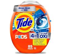 Tide PODS Liquid Laundry Detergent Soap Pacs, 4-n-1 Ultra Oxi, HE Compatible 85 Count, Built in Pre-Treater for Stains