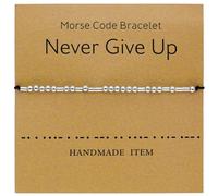 Tidefire Pulseras de código morse para mujeres y hombres, cuentas de mensaje secreto, pulsera de cordón de seda, pulsera de la amistad con tarjeta de significado