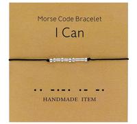 Tidefire Pulseras de código morse para mujeres y hombres, cuentas de mensaje secreto, pulsera de cordón de seda, pulsera de la amistad con tarjeta de significado