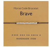 Tidefire Pulseras de código morse para mujeres y hombres, cuentas de mensaje secreto, pulsera de cordón de seda, pulsera de la amistad con tarjeta de significado, Seda
