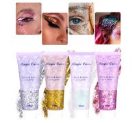 TIDEVAN 4 Piezas Glitter Maquillaje Purpurina Cara Gel De Purpurina Corporal Purpurina Líquida para Maquillaje Festivo, para Purpurina Maquillaje, Purpurina Cara Festival para Pelo, Labios, Uñas