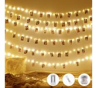 TIDEVAN Ambient Light String 10M 100LEDs Clip Cadena de Luces Foto Clips LED Guirnalda de Luces para Colgar Fotos, Fotoclips Guirnalda de Decoración con 80 Pinzas, para DecoracióN Dormitorio
