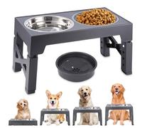 TIDEVAN Comedero Elevado para Perros Lento Con 4 Alturas Ajustables, Recipiente Extraíble, 3 Cuencos y Bebedero para Perros Pequeños, Medianos y Grandes