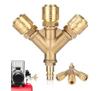 TIDEVAN Conector de Aire Comprimido,Distribuidor de 3 Vías Distribuidor de Aire Comprimido de 3 vías Con Acoplamientos Conector Rapido Aire Comprimido con 1/4 in Conector Interruptor Aire Comprimido