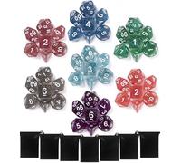 TIDEVAN Dados Poliedricos,49 Dados de rol Poliédrico con Bolsa Negra Juego Completo de Dados Poliédricos Dados DND Table Games para Dungeons and Dragons DND RPG MTG D20 D12 D10 D8 D6 D4(Brillante)