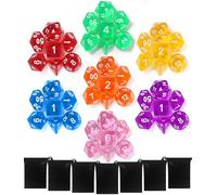 TIDEVAN Dados Poliedricos,49 Dados de rol Poliédrico con Bolsa Negra Juego Completo de Dados Poliédricos Dados DND Table Games para Dungeons and Dragons DND RPG MTG D20 D12 D10 D8 D6 D4(Transparente)