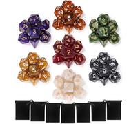 TIDEVAN Dados Poliedricos,49 Dados de rol Poliédrico con Bolsa Negra Juego Completo de Dados Poliédricos Reutilizable Dados DND Table Games para Dungeons y Dragons DND RPG MTG D20 D12 D10 D8 D6 D4