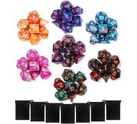 TIDEVAN Dados Poliédricos - 49 Piezas con Bolsa Negra para Juegos de Mesa, Dungeons and Dragons, DND, RPG, MTG - D20, D12, D10, D8, D6, D4