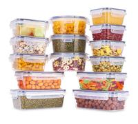 TIDEVAN Envases Herméticos de Plástico,14 Pieza Recipientes Herméticos para Alimentos de Almacenamiento de Alimentos con Tapas Herméticas Apto para Microondas Horno Lavavajillas y Congelador,Sin BPA