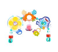TIDEVAN Juguetes Sensoriales de Cuna Plegable Juguetes de Viaje Juguete para Cochecito Bebé con Sonajero de Animales, Molino de Viento, Mordedor, Juguete para Cochecito bebé con Clips Ajustables