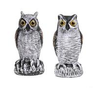 Tidevib 2 estatuas realistas de búho de orejas redondas para patio y patio, adornos de césped de plástico para Halloween y decoración de jardín, fácil montaje en postes