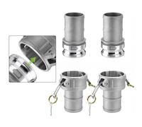 Tidevib Accesorios de manguera de aluminio para cámara y ranura tipo A+ D, 1/2 pulgadas 3/4 en 1 pulgada, desconexión rápida para conectar, sellos a prueba de fugas, plateado, 2 juegos