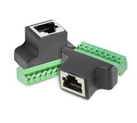 Tidevib Adaptador de bloque de terminales de tornillo RJ45 hembra a 8 polos, conector Ethernet verde para cableado de red, compatible con cables UTP Cat5/Cat5e/Cat6/Cat7