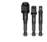 Tidevib Adaptador de enchufe 2 en 1 y herramientas eléctricas, soporte de brocas de 1/10.2 cm 3/20.3 cm 1/5.1 cm con vástago hexagonal de 6.35 mm y 8 mm, acero al cromo vanadio, negro, 1 paquete