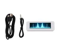 Tidevib Analizador de espectro de audio OLED de 312 pulgadas con micrófono y entrada AUX, 8 efectos de pantalla, tiempo/temperatura/humedad para sistemas de música