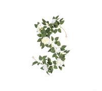 Tidevib Arco de flores artificiales para boda, decoración de vid al aire libre, follaje verde con flores (blanco-1)