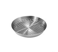 Tidevib Bandeja redonda de acero inoxidable para hornear, con juego de rejilla de enfriamiento, para cocina, barbacoa, asar, pavo, pastel, bandeja para hornear lavavajillas (16 cm)