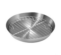 Tidevib Bandeja redonda de acero inoxidable para hornear, con juego de rejilla de enfriamiento, para cocina, barbacoa, asar, pavo, pastel, bandeja para hornear lavavajillas (24 cm)