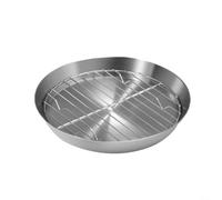Tidevib Bandeja redonda de acero inoxidable para hornear, con juego de rejilla de enfriamiento, para cocina, barbacoa, asar, pavo, pastel, bandeja para hornear lavavajillas (20 cm)