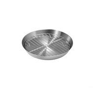 Tidevib Bandeja redonda de acero inoxidable para hornear, con juego de rejilla de refrigeración, para cocina, barbacoa, asar, pavo, pastel, bandeja para hornear lavavajillas (12 cm)