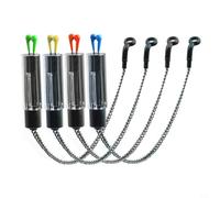 Tidevib Bobinas LED para pesca de carpa, indicadores de mordida con múltiples posiciones para cadena suave, tubo desmontable para poca luz, juego de 4 piezas de colores mezclados