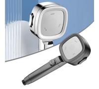 Tidevib Cabezal de ducha con botón de parada, cabezales de ducha de ahorro de agua, 3 modos de pulverización, acción de pausa, material ABS, gris