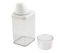 Tidevib Contenedor de almacenamiento de detergente de plástico para ropa con taza medidora y tapa hermética, 700 ml-1900 ml, lavado de jabón en polvo, color blanco transparente
