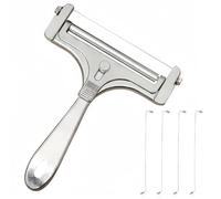Tidevib Cortador de queso ajustable con 4 cables para cortar mantequilla y queso, herramienta de corte de aleación de aluminio con ajustes simples de dedos, accesorio de cocina compacto para un fácil