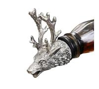 Tidevib Deer Head - Vertedor y tapón para botellas de vino con boquilla aireadora, dorado, plateado, oro rosa, negro, protector de vino de metal para el hogar, bar y