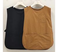 Tidevib Delantal tipo chaleco para el hogar, cocina, catering, a prueba de aceite e impermeable, ropa de trabajo Taslon con múltiples bolsillos, ajuste ajustable, utensilios de cocina negros