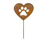 Tidevib Estaca de jardín de corazón oxidado, metal de hierro vintage para decoración artística macetas al aire libre, patio, balcón y cementerio, diseño retro hecho a mano, 29,5 x 51 cm