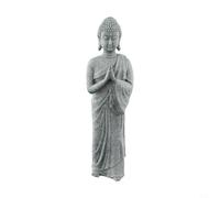 Tidevib Estatua de Buda de resina sin revestimiento para jardín para decoración, acabado de piedra estable para adorno zen para interiores y exteriores, exhibición de plantas de estanque, 18 cm (A)