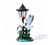 Tidevib Estatua de pareja de pájaros con energía solar para decoración de jardín al aire libre, artesanía de resina impermeable con tecnología de sensor de luz de encendido/apagado automático