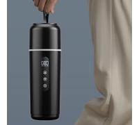 Tidevib Hervidor de agua portátil de 500 ml con pantalla LCD, 5 V/12 V/24 V, taza de viaje con calefacción eléctrica, agua hirviendo, café, té, doble capa 316 para acero inoxidable