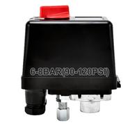 Tidevib Interruptor controlador de presión del compresor de aire, 240 V 20 A, montaje horizontal, 6-12 bar ajustable con válvula de alivio de presión, para herramientas neumáticas y compresores