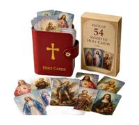 Tidevib Juego de 54 tarjetas de oración sagrada de bolsillo para inspiración diaria, juego portátil de mezcla roja y azul (rojo)