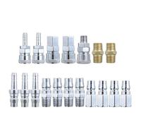 Tidevib Kit de accesorios de compresor de aire de 18 piezas, conectores rápidos BSP de 1/4 pulgadas, acopladores de púas macho y hembra para manguera de aire tipo Nitto, hierro galvanizado, para