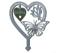Tidevib Letrero conmemorativo de jardín con flores de mariposa, placa de zinc para decoración de cementerio al aire libre para un ser querido (abuela)