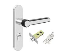 Tidevib Llave para cerradura de baño de acero inoxidable, privacidad de una sola lengüeta para manija de puerta, orientación manual ajustable de 35 a 45 mm de grosor, color plateado