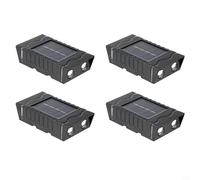 Tidevib Luces solares LED de pared de jardín, paquete de 4 faroles impermeables para exteriores, para valla de patio, escaleras, decoración negra (luz blanca)