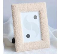 Tidevib Marco de fotos cuadrado de terciopelo de 10 x 15 cm, tablero artificial, diseño de felpa, estilo simple y moderno para decoración del hogar u oficina, color gris